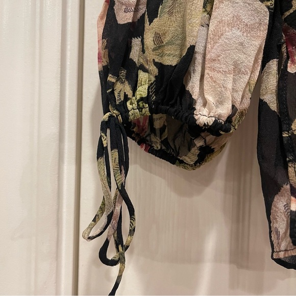 Alice + Olivia Julius Floral Blouse Women’s Small Blouson Sleeve Silk Sheer Top - Picture 5 of 11